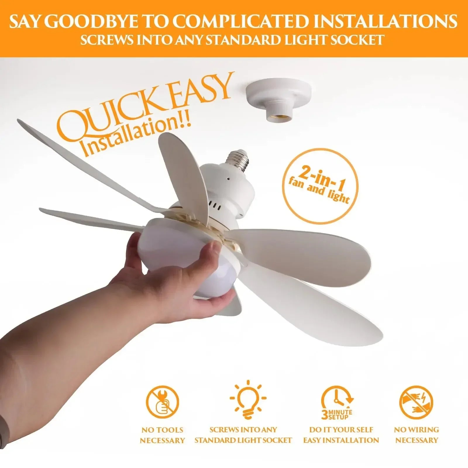 30W Ceiling Fan Light E27 with Remote LED