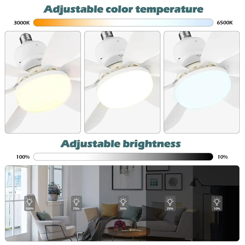 30W Ceiling Fan Light E27 with Remote LED