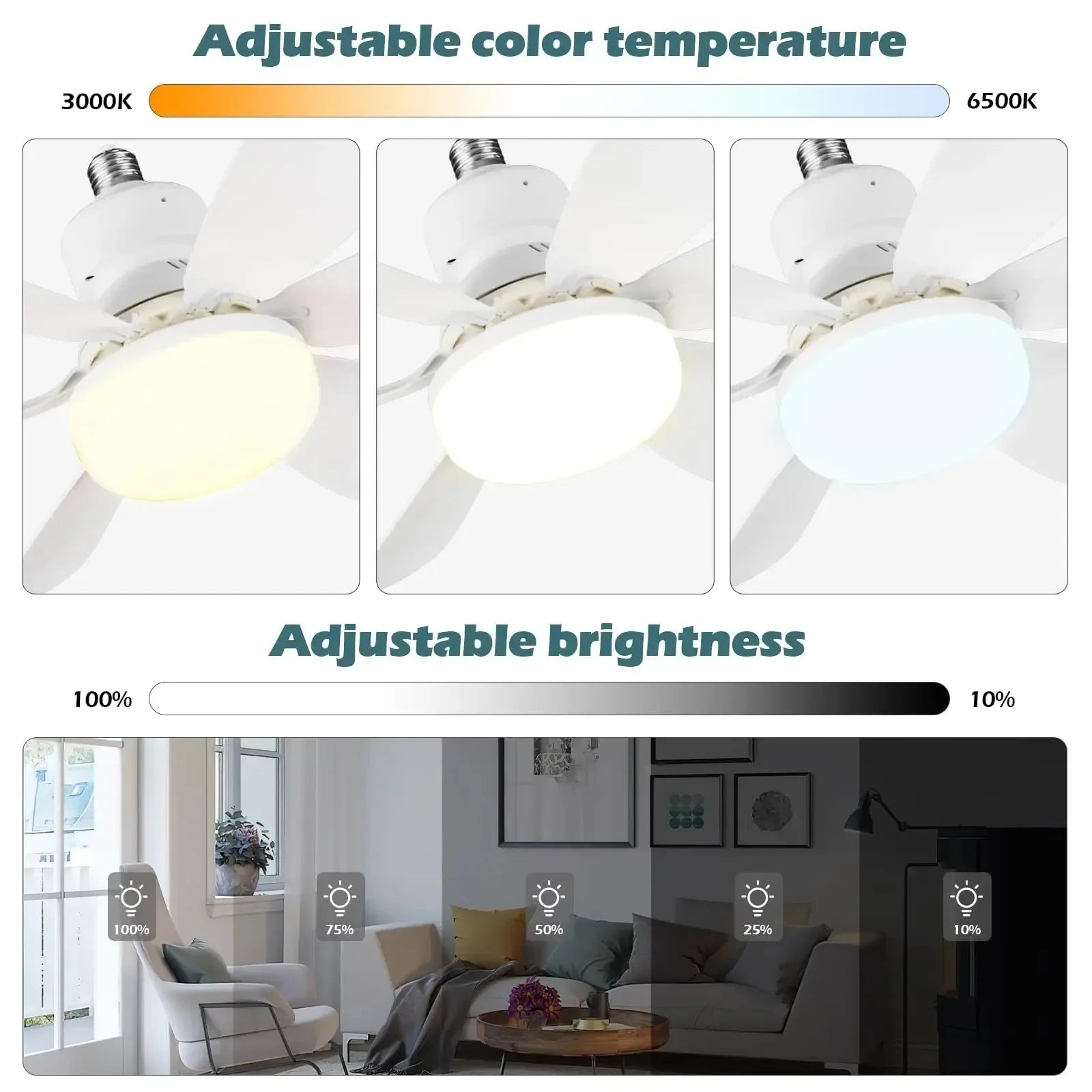 30W Ceiling Fan Light E27 with Remote LED